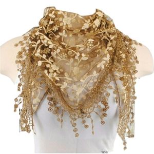Metallic Brown Triangle Lace Wedding Shawl Scarf Fringe Women's Lightweight NEW